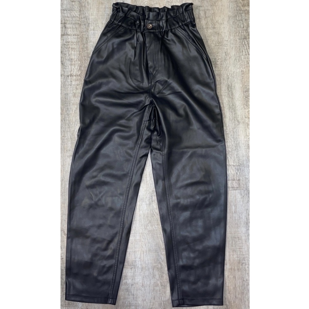 Zara Paperbag Waist Faux Leather Pants Size 2